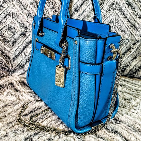 EUC - COACH AZURE SWAGGER 21 CARRYALL IN PEBBLE LEATHER (F37444) - Picture 3 of 9